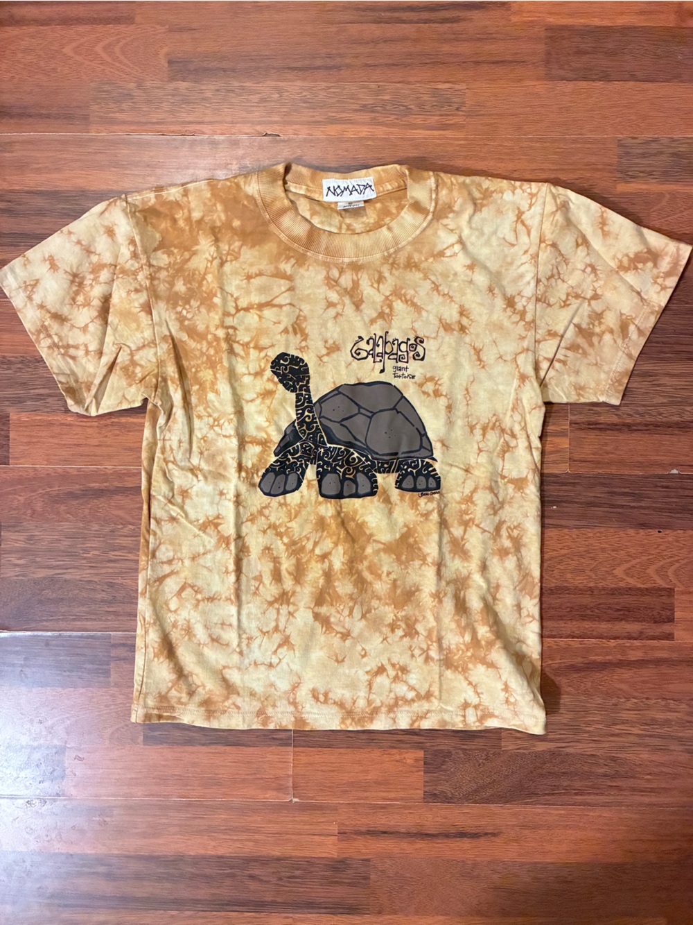 Tie-Dye Turtle Graphic Tee in Tan 100% Cotton